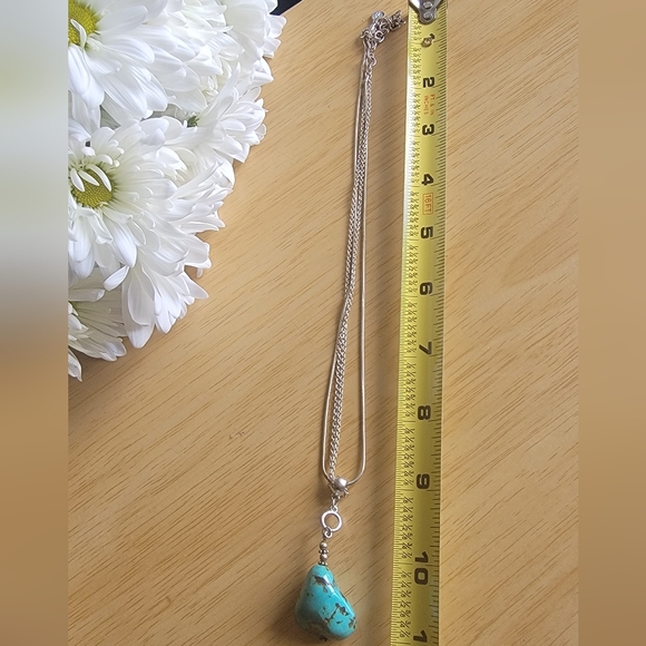 VICTORIA JOHNSON Turquoise Stone Pendant Silver Necklace. Vintage - Picture 4 of 4